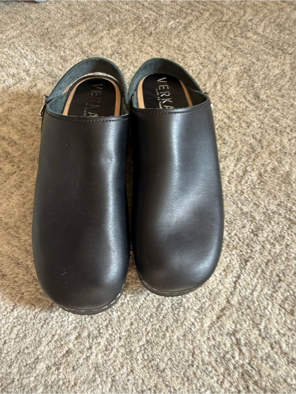 Verka Swedish Black Leather Slip-On Mules for Women-39